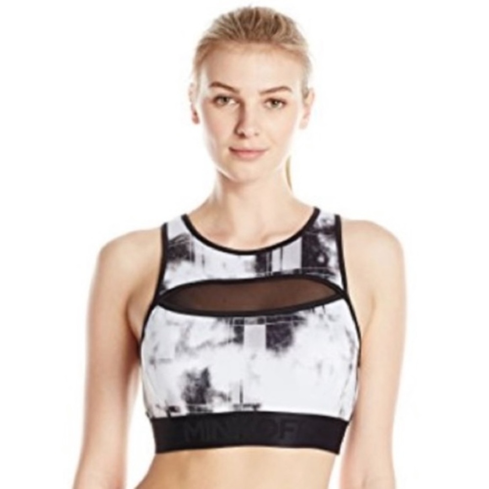 rebecca minkoff // marble print mesh sports bra